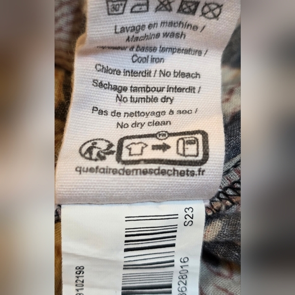 Light Cotton MKT Blue,cream & Rust V Neck Top Size 12, Short Sleeve - Picture 11 of 14